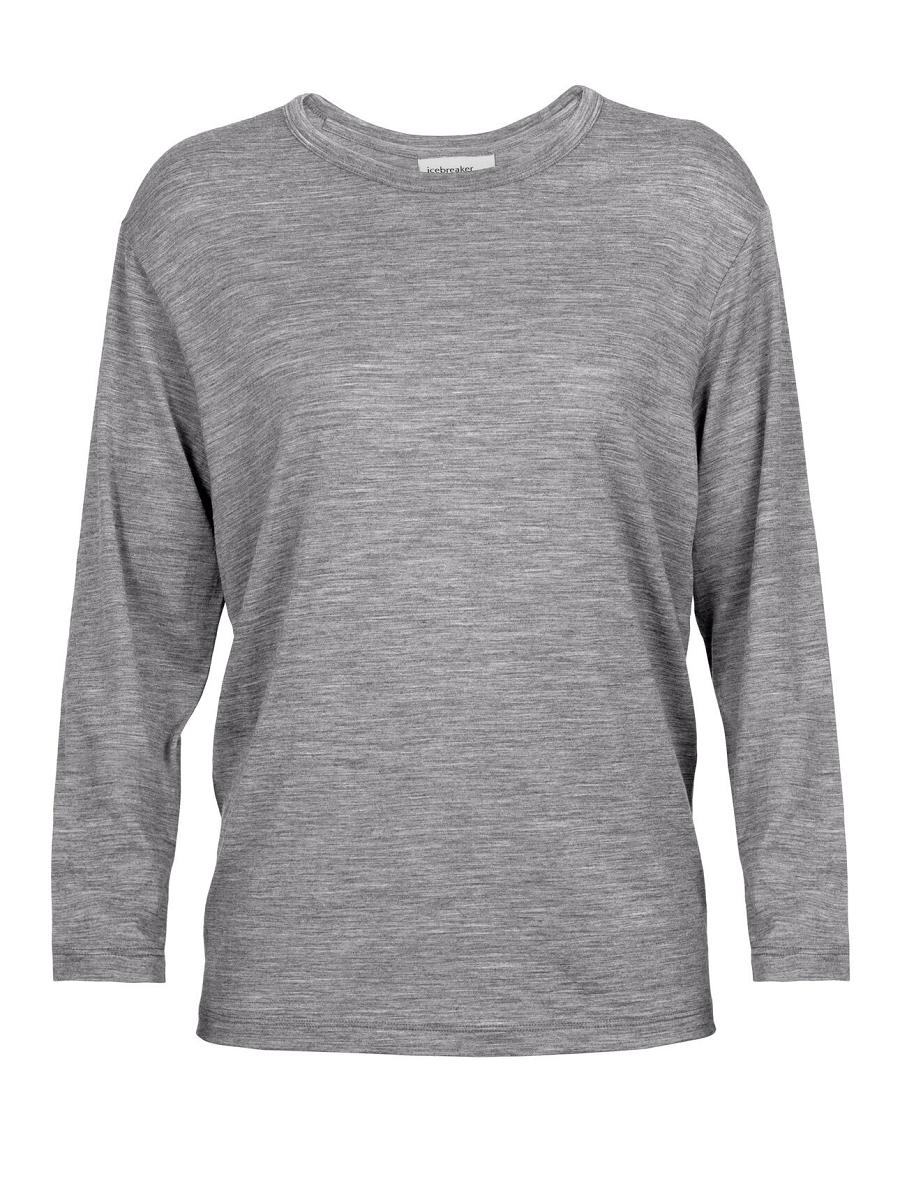 Women's Icebreaker Merino Granary T-Shirt Long Sleeve Gritstone Heather | CA 1309UZGT